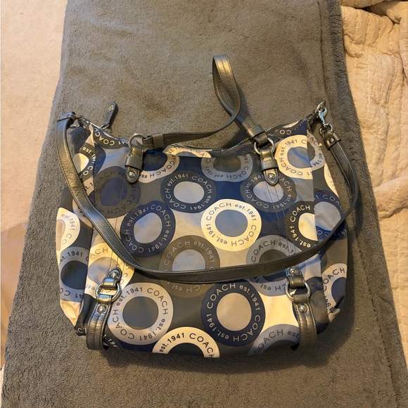 Coach F17582 Alexandra Blue Sateen Snaphead Print 3 Way Shoulder Bag. - Picture 7 of 9